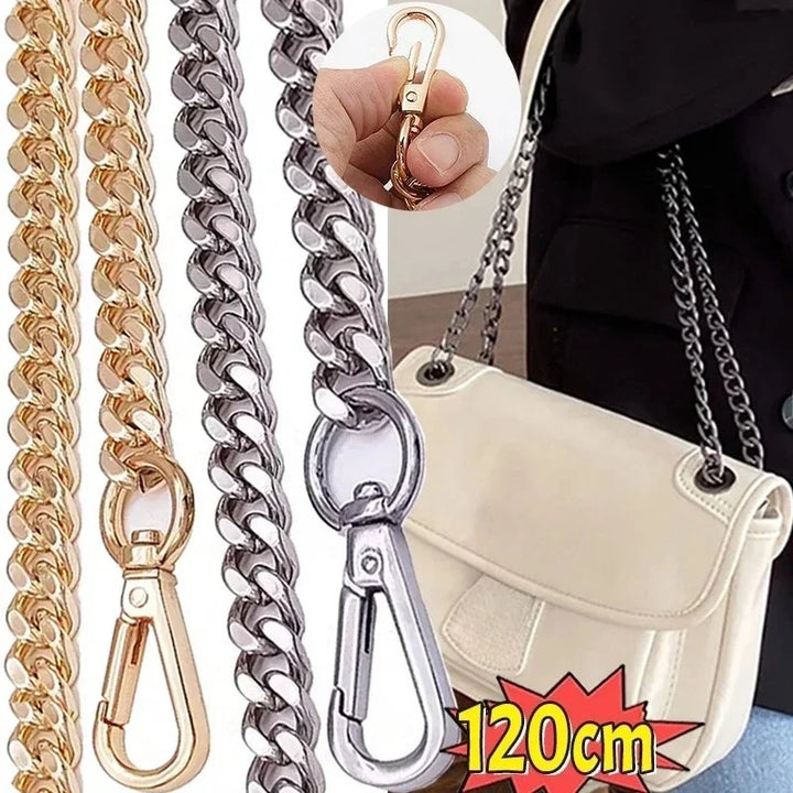 Catena 120 cm in Alluminio/Metallo per Borsa – Tracolla Fai-da-Te Staccabile per Borse Intrecciate, Accessori