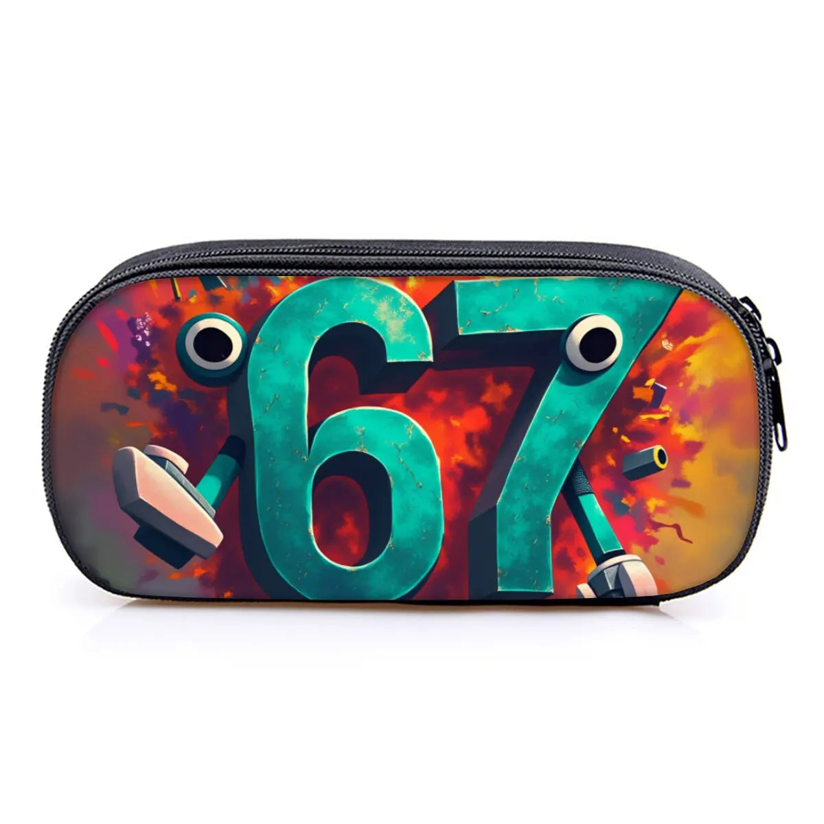 Hot Sales Colorful Number 67 Print Layered Pencil Case Quality 2D Flat Cartoon Pen Bag Best Gift for Boys/Girls School Supplies