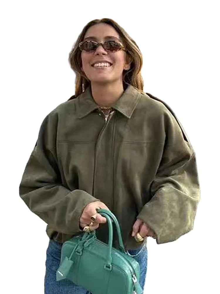 Giacca Bomber Oversize  Donna Stile Vintage – Giubbotto Elegante e Morbido per Occasioni Speciali