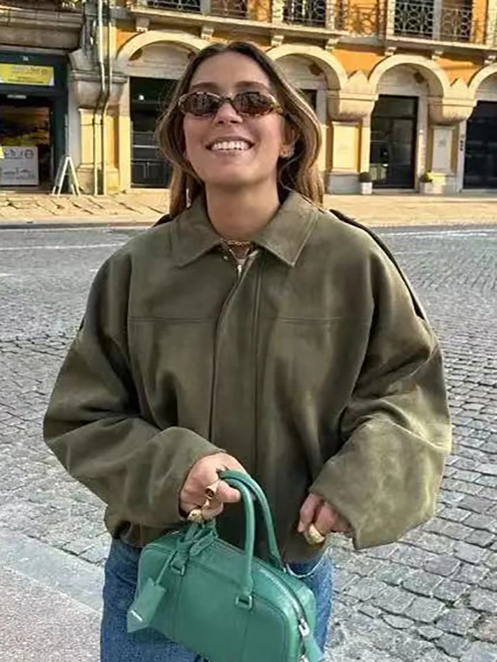 Giacca Bomber Oversize  Donna Stile Vintage – Giubbotto Elegante e Morbido per Occasioni Speciali