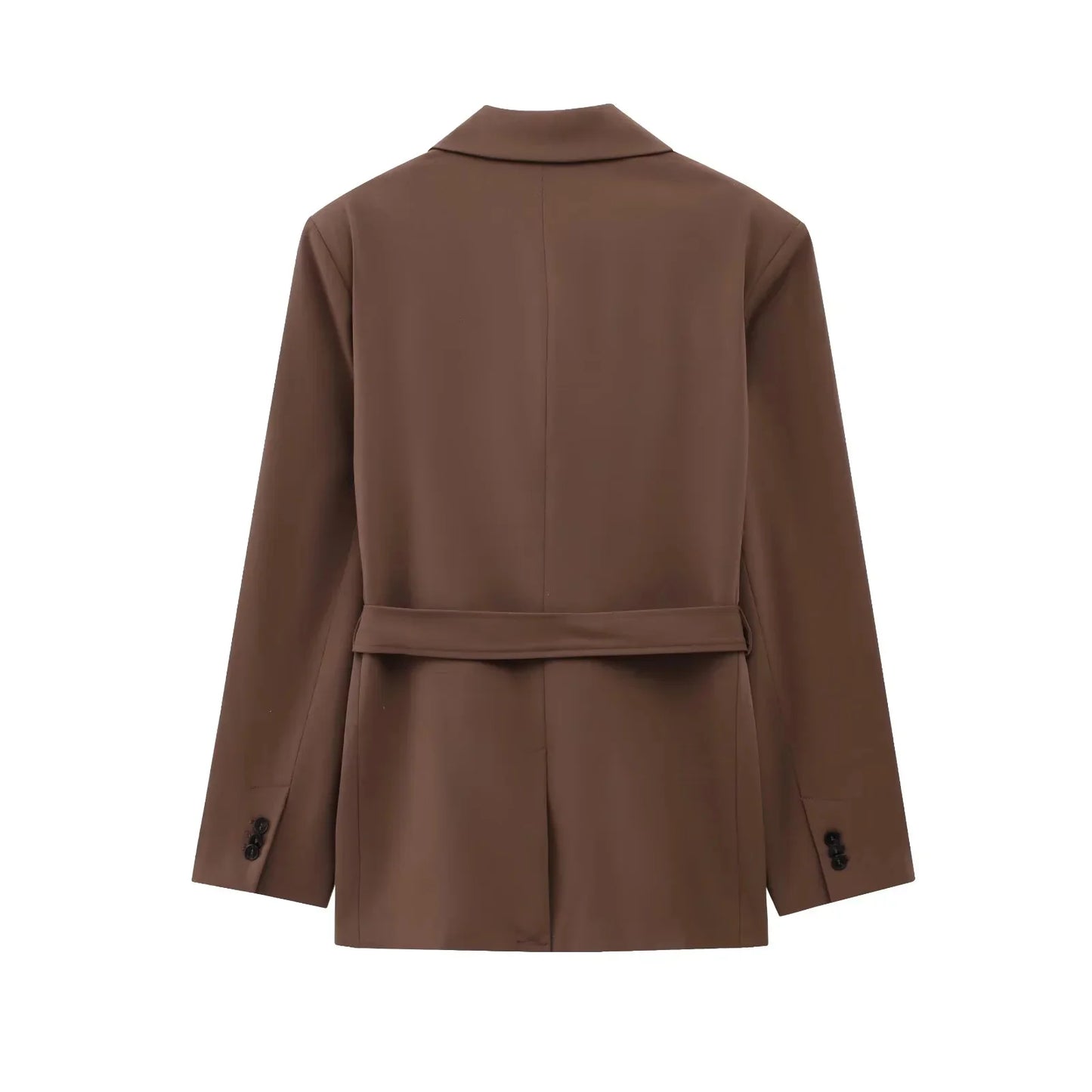 Completo donna ufficio 2025 ‒ blazer “shrug” + pantaloni lunghi dritti, stile elegante casual con cintura, perfetto
