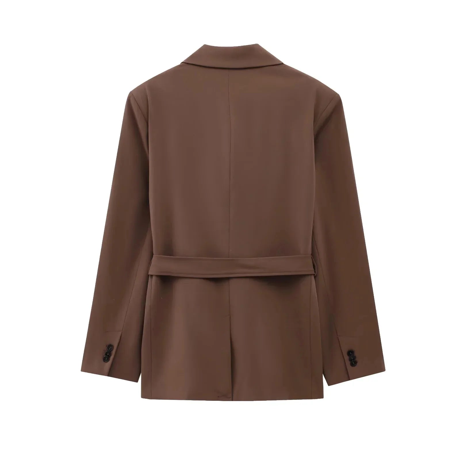 Completo donna ufficio 2025 ‒ blazer “shrug” + pantaloni lunghi dritti, stile elegante casual con cintura, perfetto