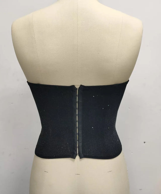 Top Corsetto Nero con Paillettes – Bustier Sexy Modellante