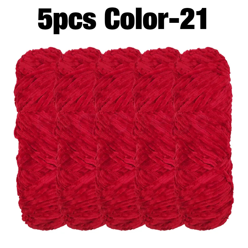 Set 5 rotoli filato ciniglia velluto 100 g – filo morbido e caldo per coperta, maglione, cuscini, DIY