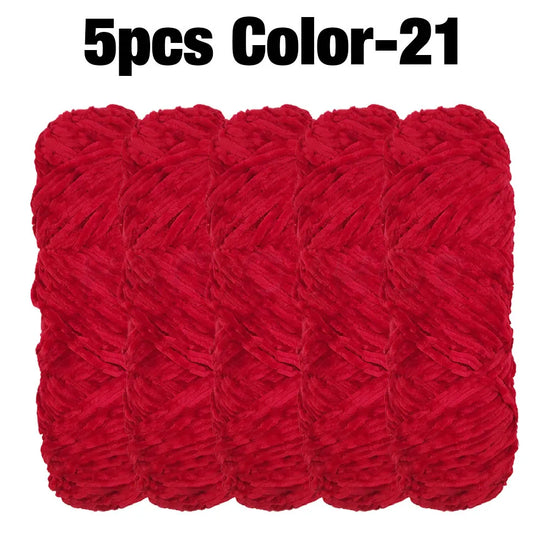 Set 5 rotoli filato ciniglia velluto 100 g – filo morbido e caldo per coperta, maglione, cuscini, DIY
