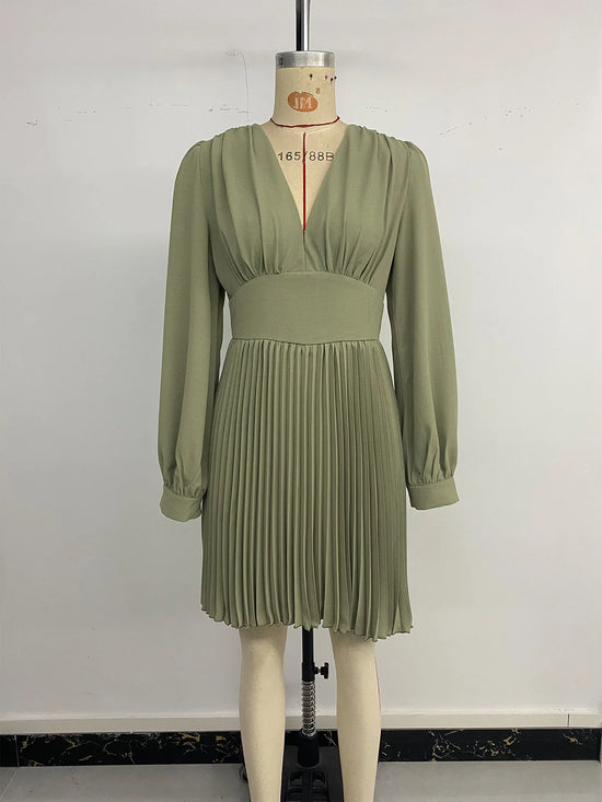 Vestito estivo midi elegante A-line con maniche a lanterna 2026