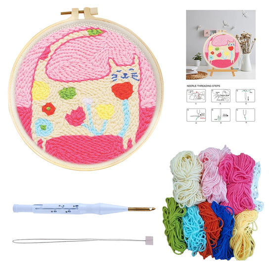 Kit Punch Needle Animali – Ricamo DIY Facile per Principianti