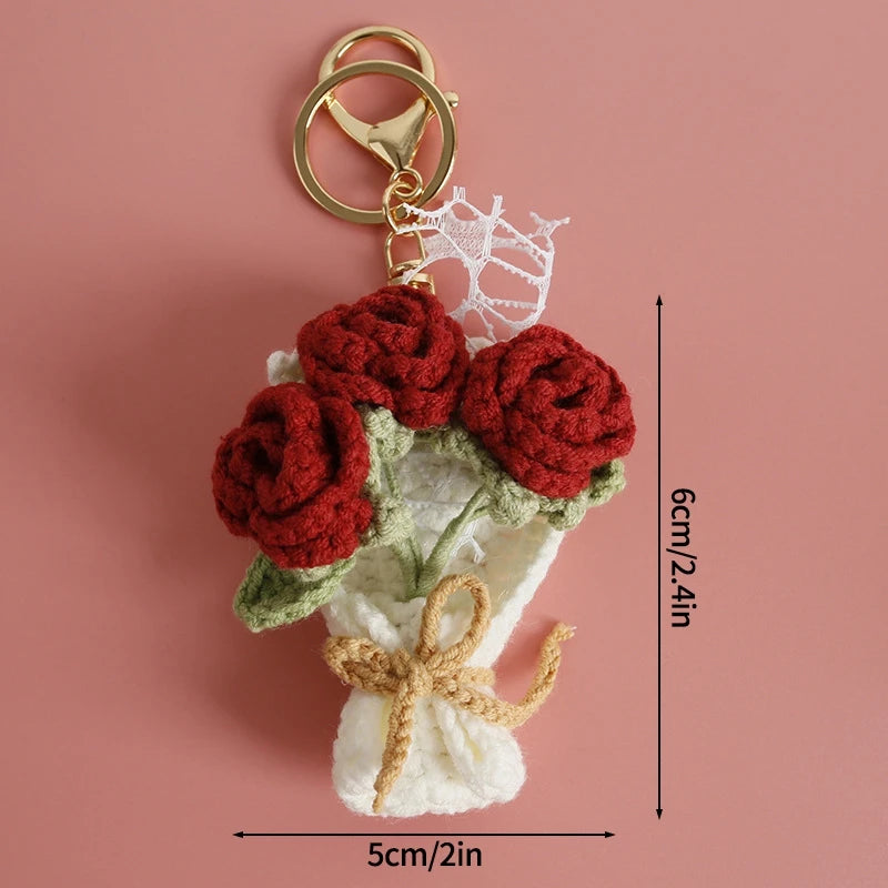 Portachiavi fiore all’uncinetto artigianale – charm amigurumi handmade per borse e chiavi