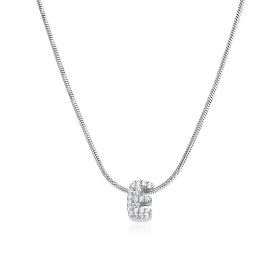 Collana iniziale personalizzabile A–Z con pavé di zirconi – acciaio, elegante