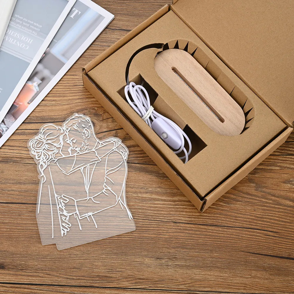 Lampada LED 3D Personalizzata con Foto, Nome e Data – Regalo Romantico per Coppie