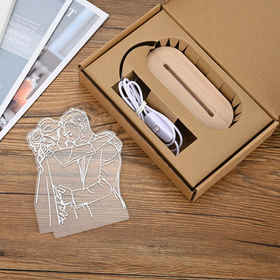 Lampada LED 3D Personalizzata con Foto, Nome e Data – Regalo Romantico per Coppie