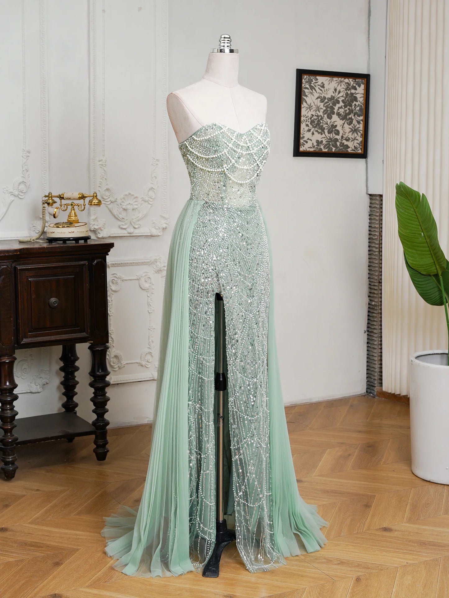 Abito Lungo Elegante con Spacco Alto – Vestito da Cerimonia e Gala