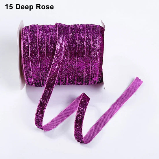 Nastro velluto glitter 10 mm – 50 metri multicolore per decorazioni, fai-da-te, confezioni regalo e artigianato