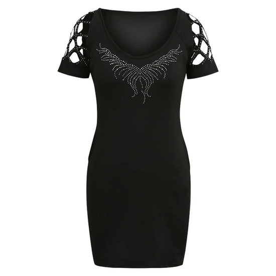 Mini Dress Bodycon Paillettes Donna – O‑Neck, Maniche Corte, Estate 2025