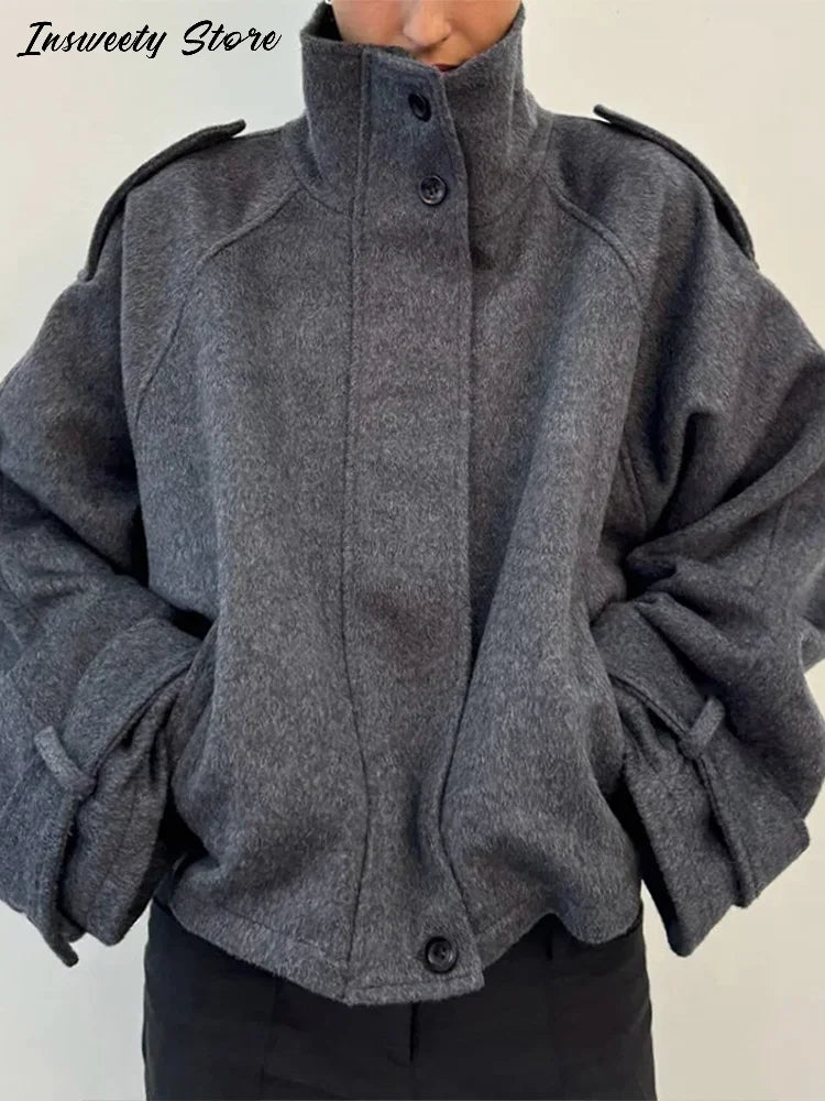 Giacca donna con collo alto e bottoni, modelli 01-04