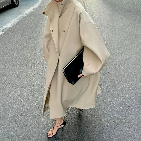 Cappotto Donna Effetto Camoscio Oversize con Bottoni - immagine 1