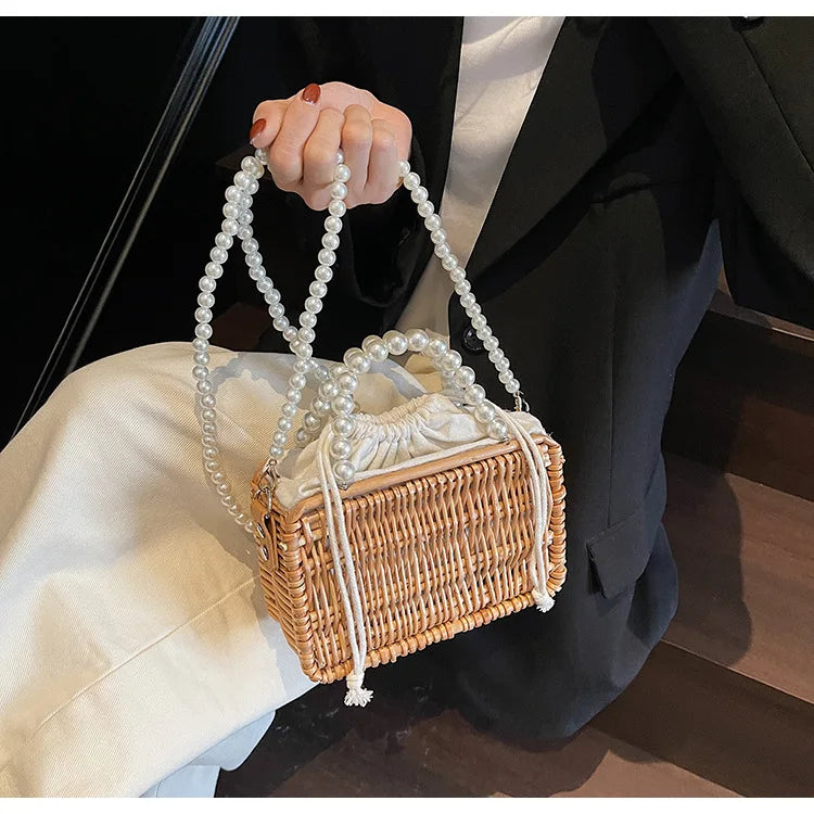 Borsa in Paglia con Perle Donna – Stile Boho Chic Estivo