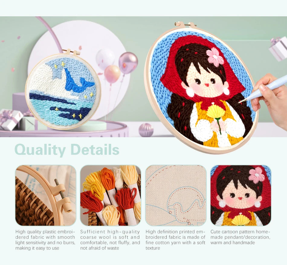 Kit Punch Needle Animali – Ricamo DIY per Principianti