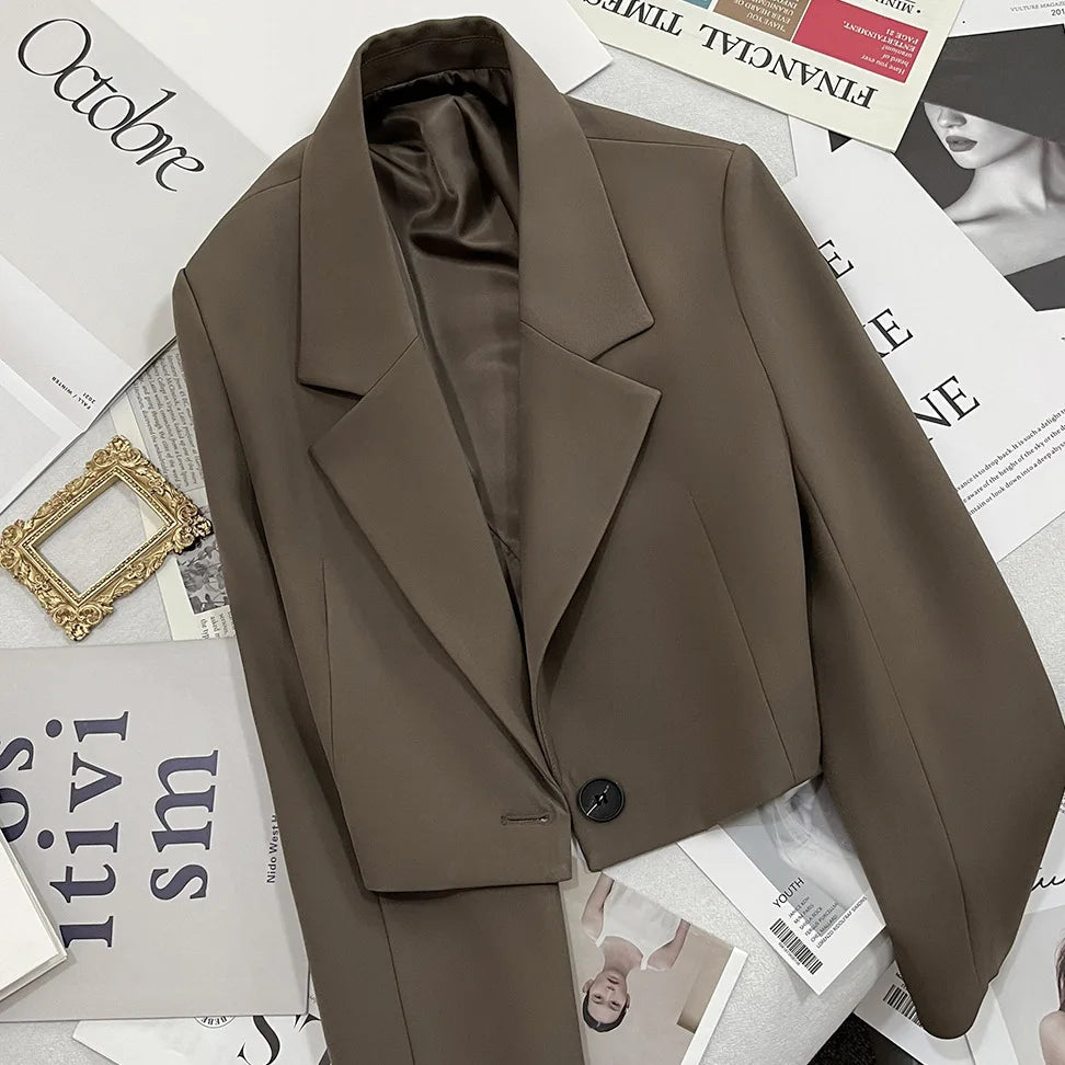 Blazer Donna Corto Nero Elegante – Giacca Casual Chic