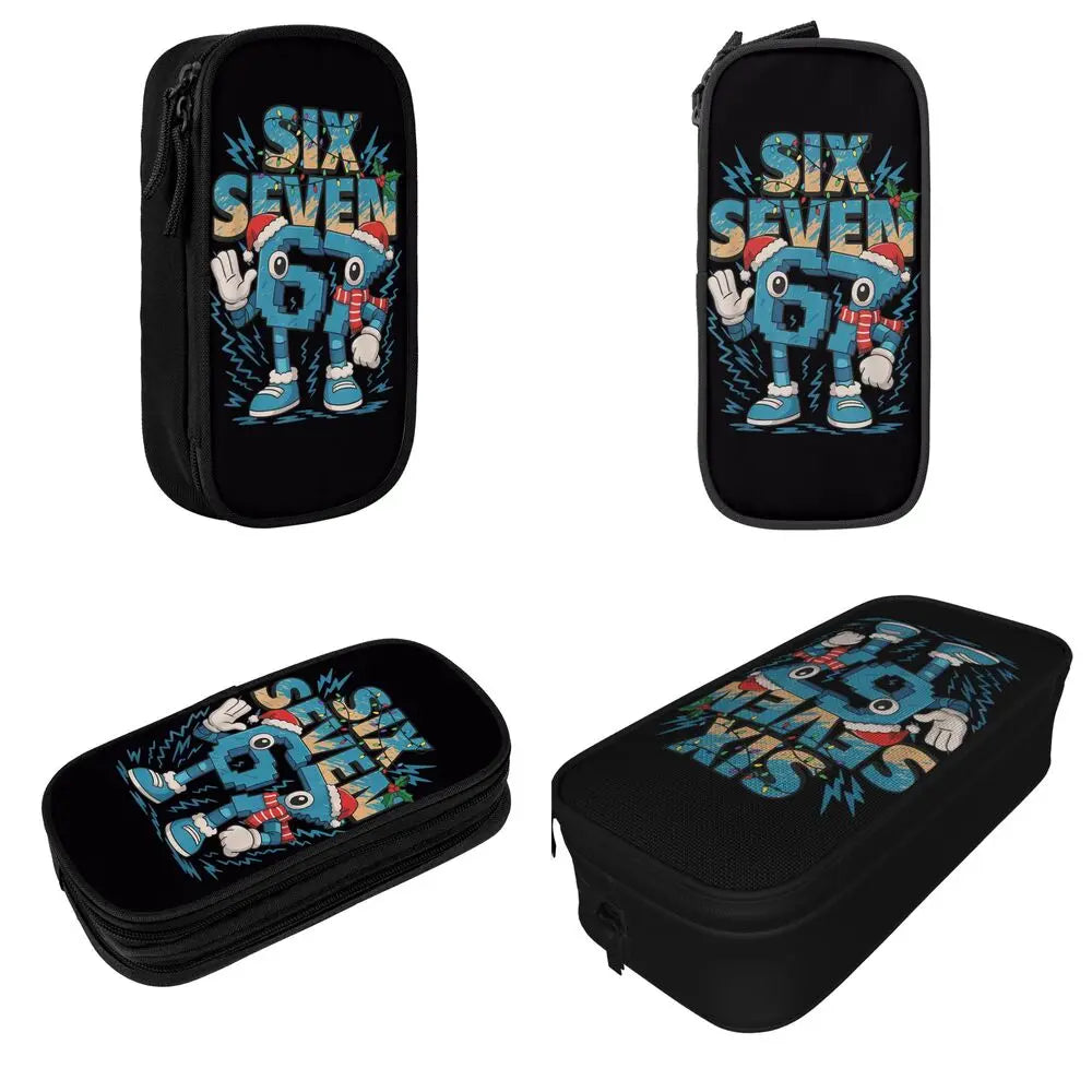Meme 6 7 Six Seven Italian Steal A Brainrot 67 Pencil Case Canvas Pencil Box Child Vintage College School Pencil Cases Supplies