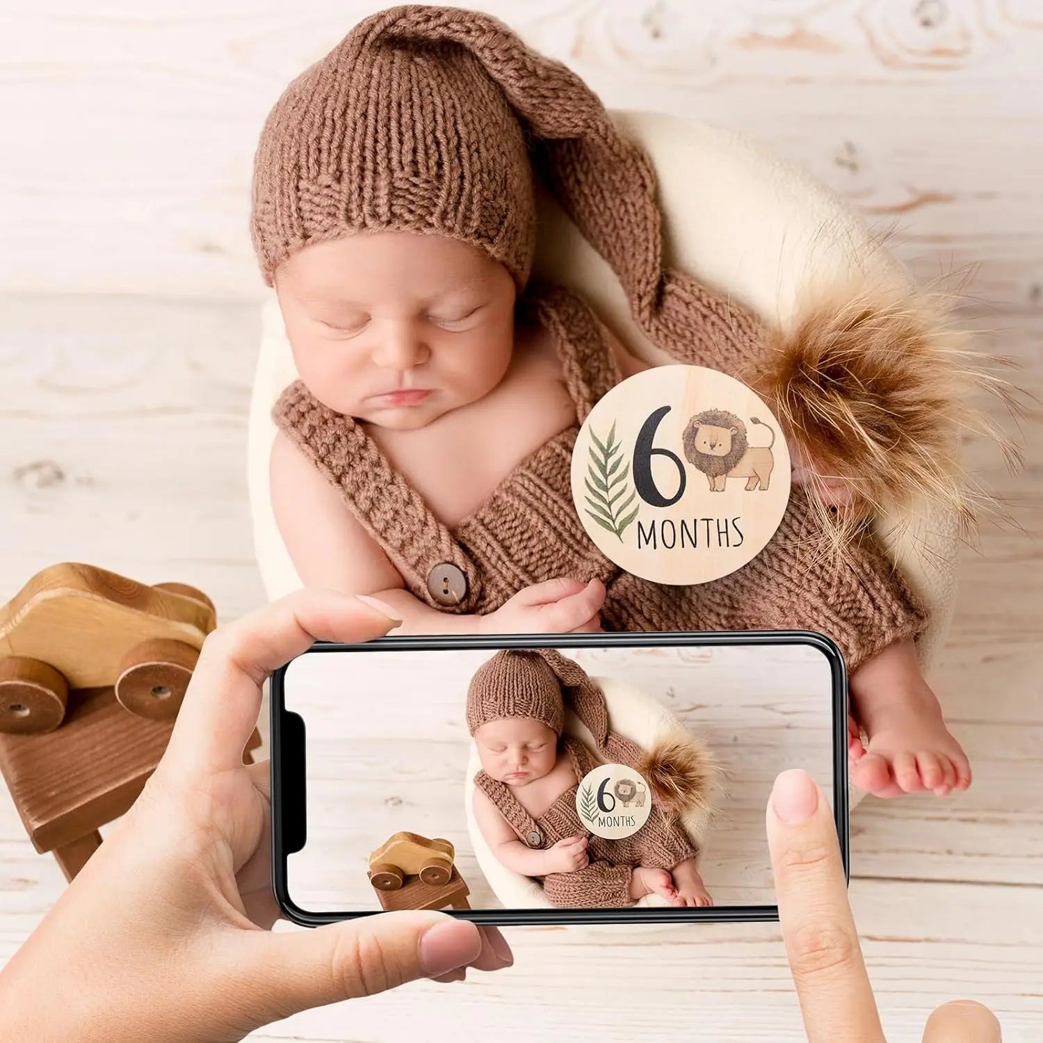 Porta Braccialetto Nascita Neonato – Targhetta Hello World in Legno