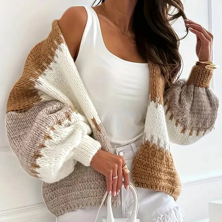 Cardigan donna autunno con scollo a V – Maglione / cardigan lungo in maglia leggera, stile loose eleganti