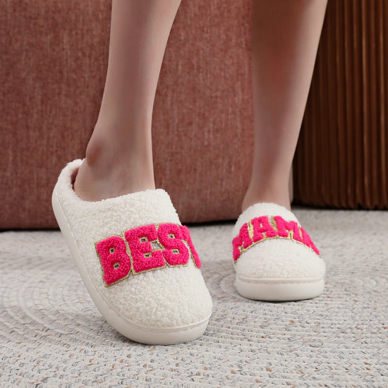 Pantofole Donna Invernali "BEST MAMA" Morbide e Calde con Suola Spessa Antiscivolo