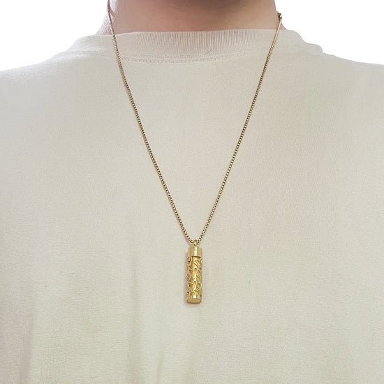 Collana dorata con diffusore per oli essenziali in acciaio inox – Gioiello aromaterapico profumato per donna