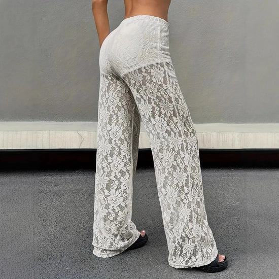 Pantaloni donna con pizzo trasparente dritti vita bassa – Estate 2025