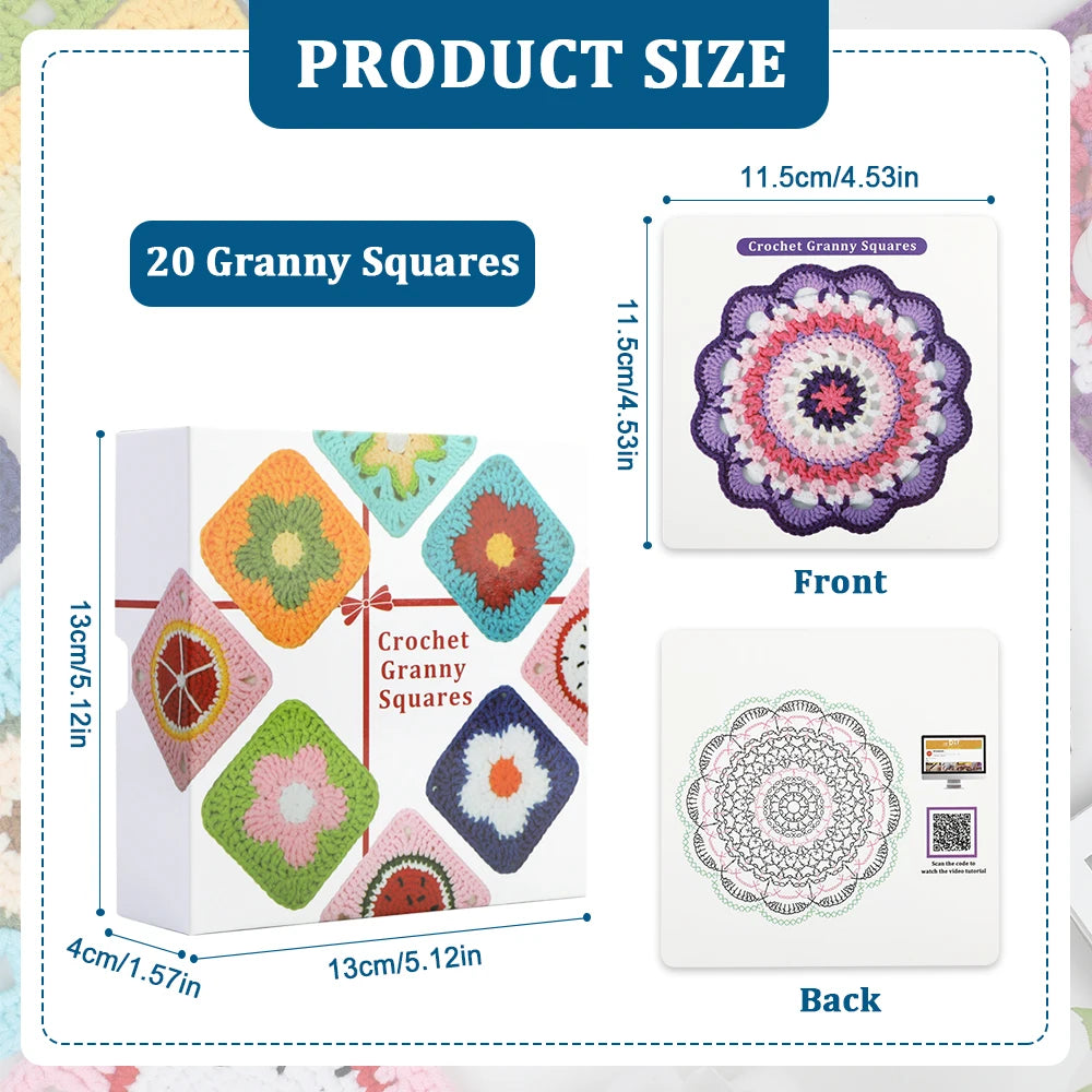 Set 20 carte modelli knitting / crochet – Kit modelli granny square fai-da-te per principianti