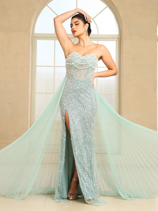 Abito Lungo Elegante con Spacco Alto – Vestito da Cerimonia e Gala