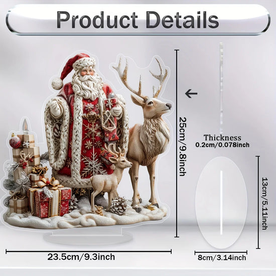 Decorazione natalizia 2D renna e slitta acrilica ‒ figura Santa Claus sleigh per albero, parete o party di Natale 2025