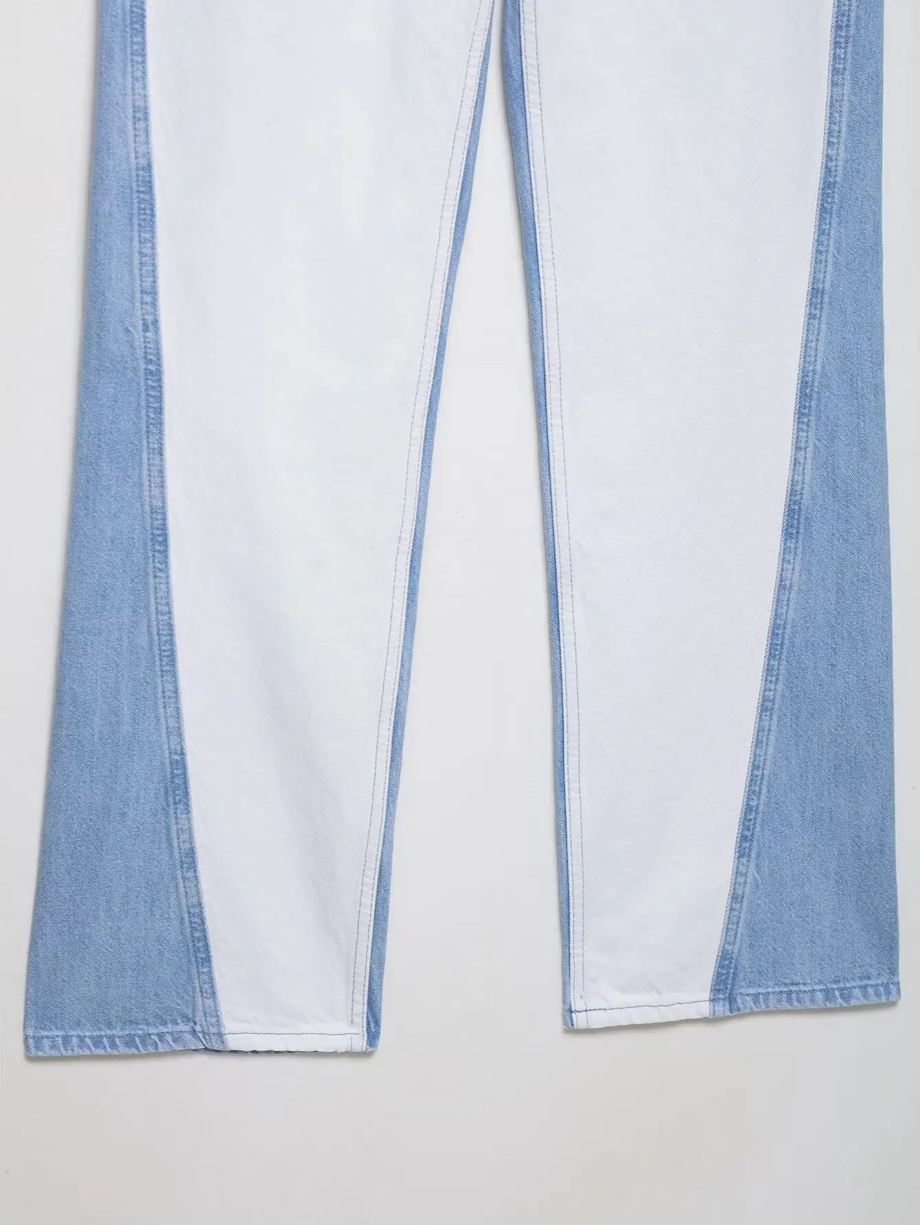 Set patchwork denim donna 2025 ‒ completo giacca monopetto + pantaloni wide-leg, look autunnale fashion con tasche