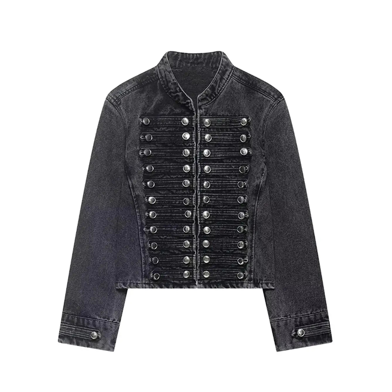 Giacca Corta Donna Vintage con Collo Tondo e Bottoni