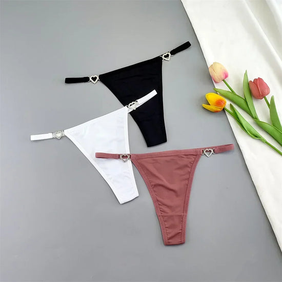 Set 3 Perizomi Sexy con Fibbia Strass – Effetto Ghiaccio, Invisibili, Ultra Comfort