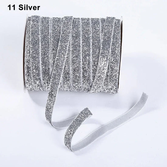 Nastro velluto glitter 10 mm – 50 metri multicolore per decorazioni, fai-da-te, confezioni regalo e artigianato