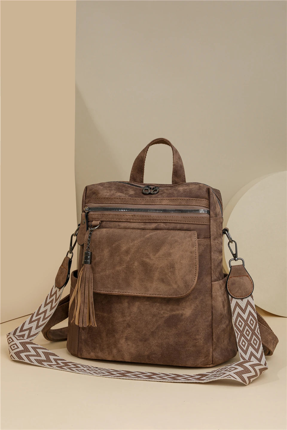 Zaino donna grande capacità in pelle simil-cuoio – daypack fashion da viaggio e scuola, backpack solid colour per ragazze