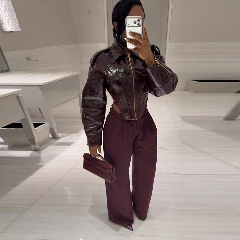 Giacca Crop in Ecopelle Vintage da Donna – Spring 2026 Streetwear con Zip e Colletto