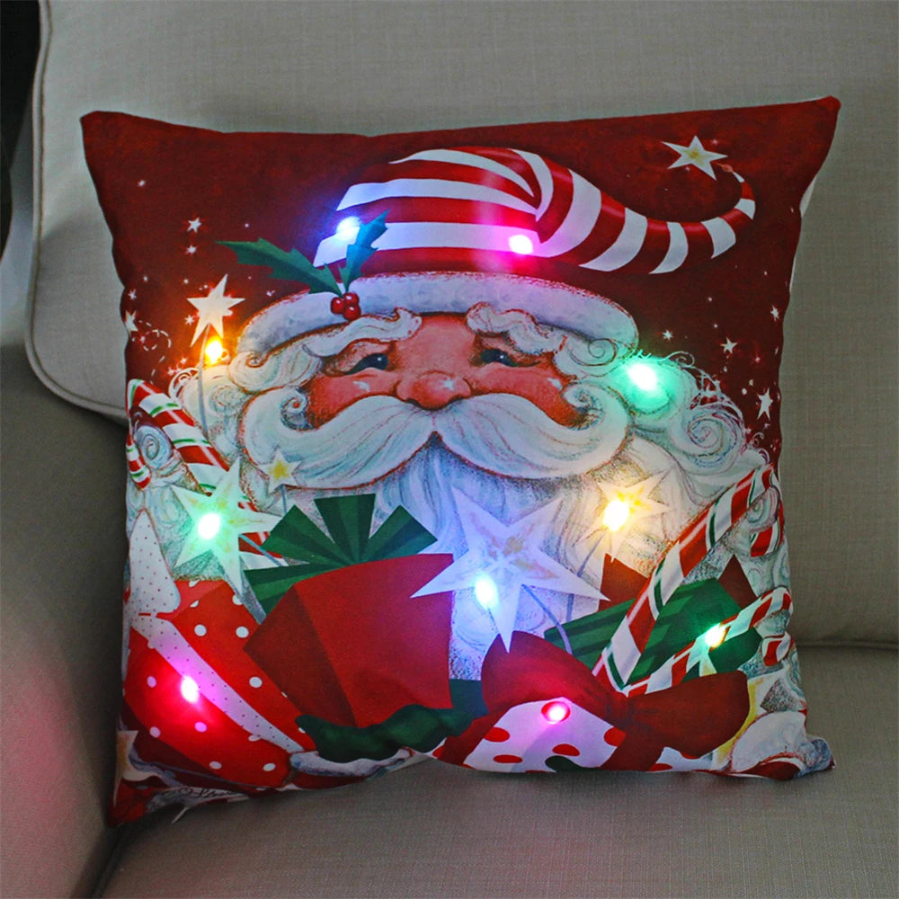 Copricuscino natalizio LED 45×45 cm ‒ federa luminosa decorativa per Natale, addobbo casa & divano