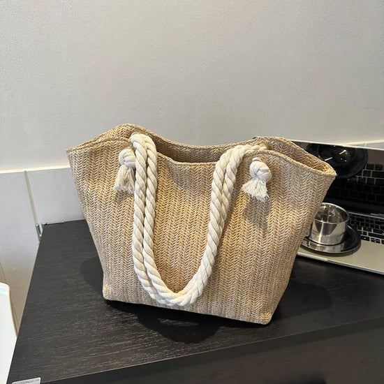 Borsa a Spalla Estiva in Paglia Intrecciata per Donna – Stile Boho Chic, Grande Capacità, Perfetta per Spiaggia e Vacanze