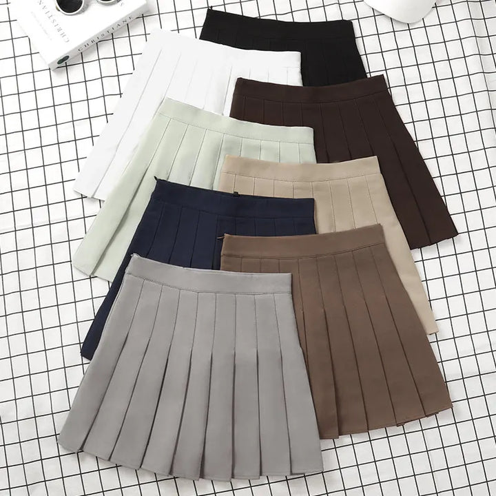 Gonna plissettata cortissima a vita alta – stile uniforme