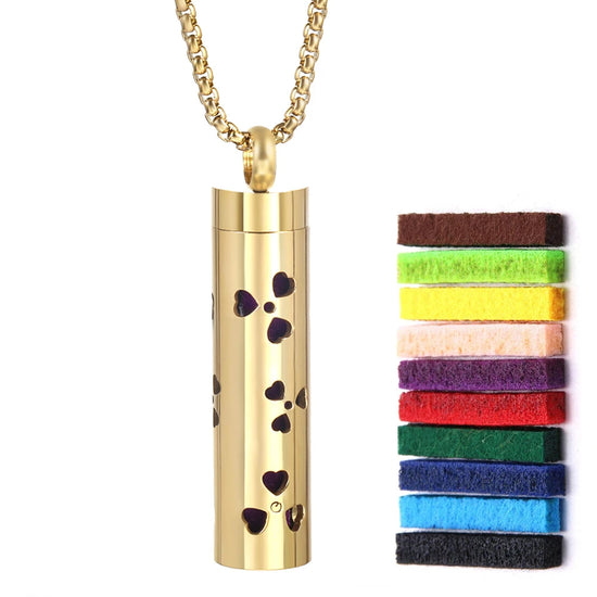 Collana dorata con diffusore per oli essenziali in acciaio inox – Gioiello aromaterapico profumato per donna