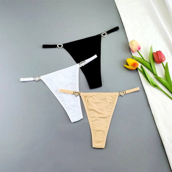 Set 3 Perizomi Sexy con Fibbia Strass – Effetto Ghiaccio, Invisibili, Ultra Comfort