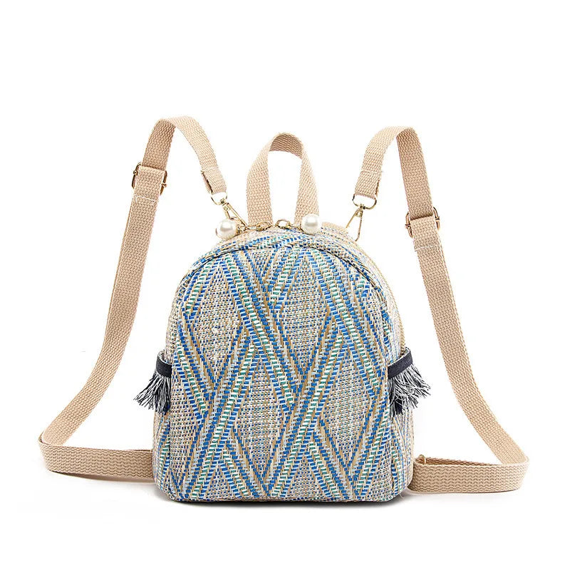 Zaino Donna Effetto Paglia Intrecciato – Backpack Estivo Casual Chic