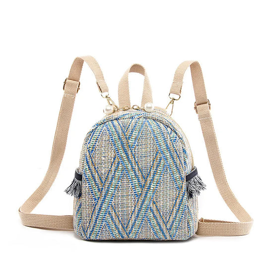 Zaino Donna Effetto Paglia Intrecciato – Backpack Estivo Casual Chic