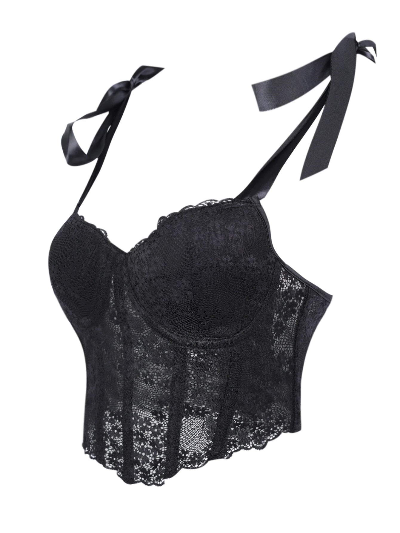 Corsetto Sexy in Pizzo Trasparente – Bustier Push Up Donna