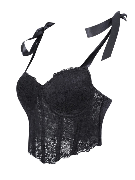 Corsetto Sexy in Pizzo Trasparente – Bustier Push Up Donna