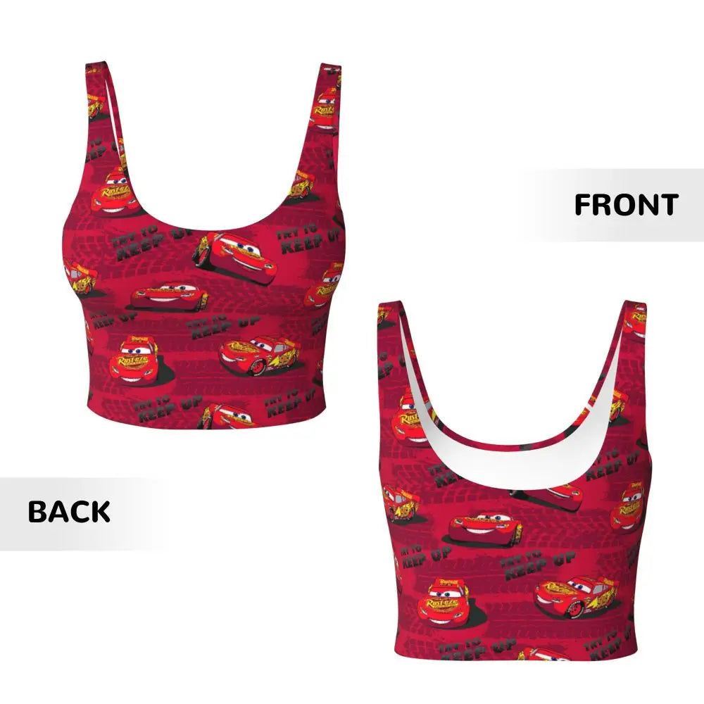 Maglia cars SaettaMcQueen Donna | Cartoon Fitness Crop Top Cars