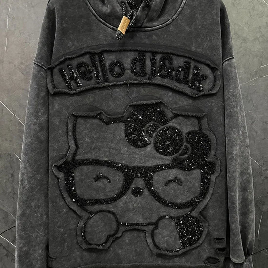 Felpa con cappuccio cartoon per donna – Stile casual oversize, dolce e versatile, ideale per l’autunno 2025