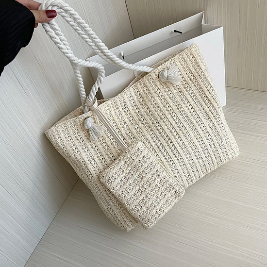 Borsa Tote Donna in Paglia Grande Capacità – Stile Boho Estivo